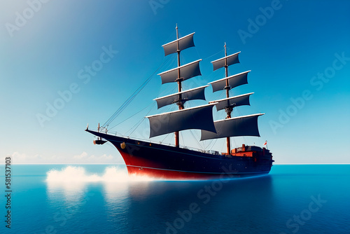sea ship concept art illustrtion. Generative ai.