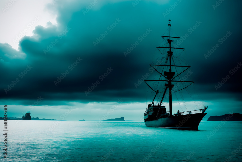 sea ship concept art illustrtion. Generative ai. sea ship concept art illustrtion. Generative ai.