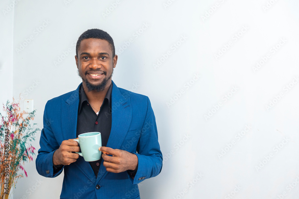 Photo of attractive business mature man well-dressed manager boss drinking morning coffee Photo of attractive business mature man well-dressed manager boss drinking morning coffee