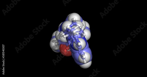 LSD, lysergic acid diethylamide, hallucinogen, 3D molecule 4K spinning photo