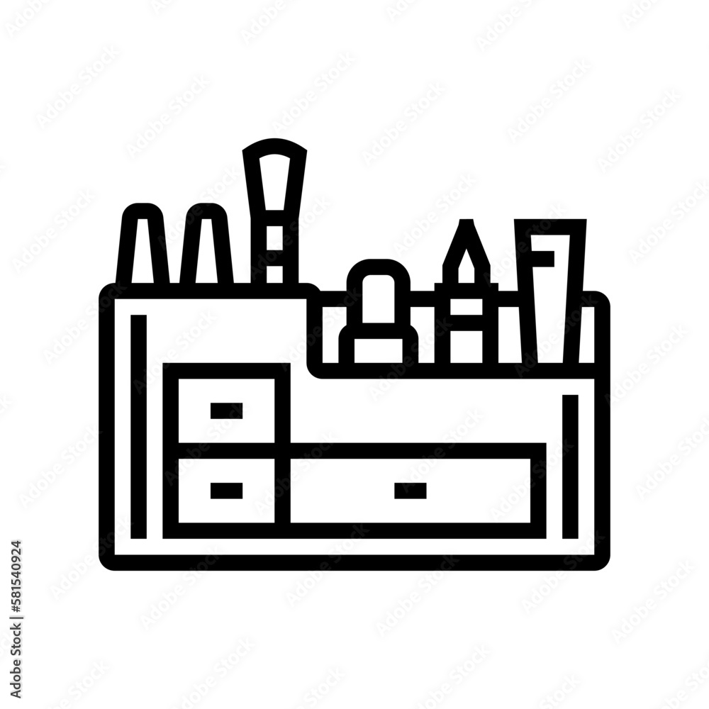 makeup organiser bathroom interior line icon vector illustration makeup organiser bathroom interior line icon vector illustration