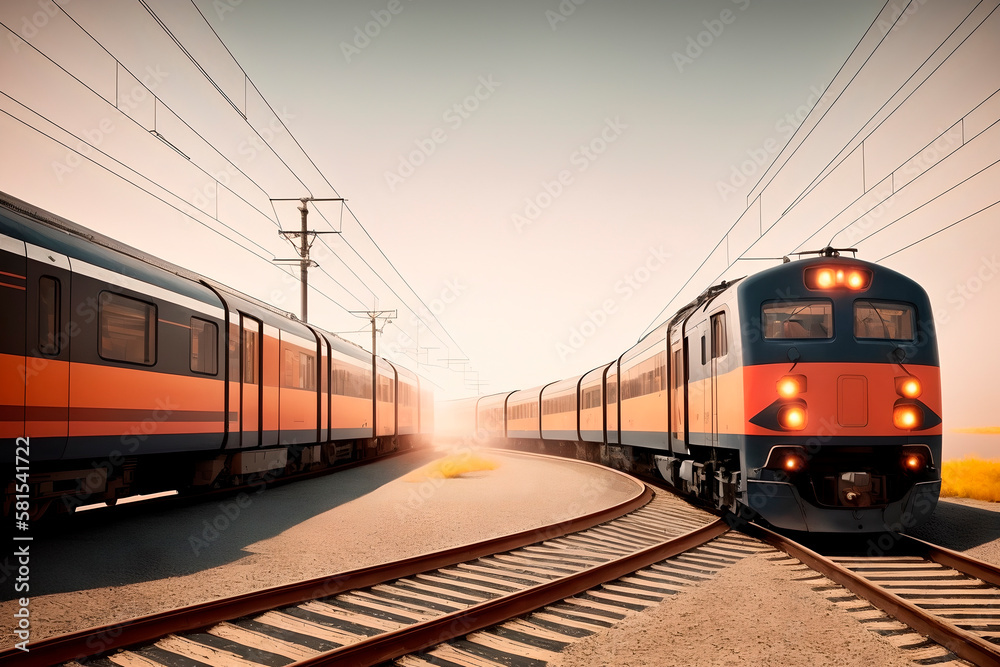 Naklejka premium train concept art illustrtion. Generative ai.