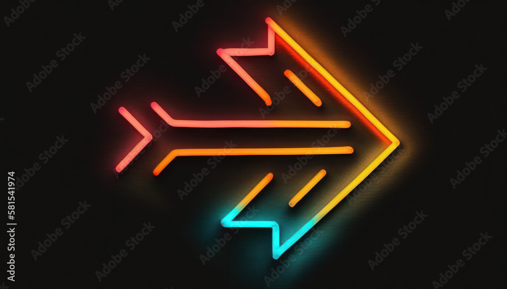 neo light arrow 3d with dark background Generative AI, Generativ, KI neo light arrow 3d with dark background Generative AI, Generativ, KI