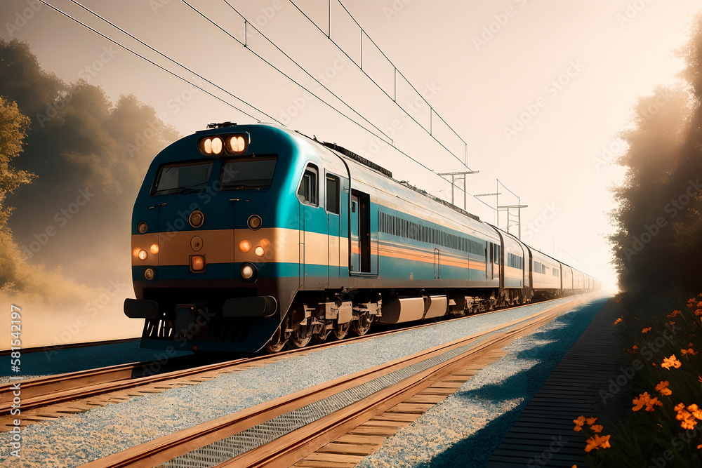 Obraz premium train concept art illustrtion. Generative ai.