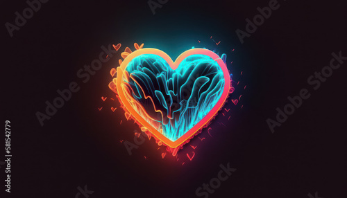 heart love romance symbol icon with dark background Generative AI  Generativ  KI