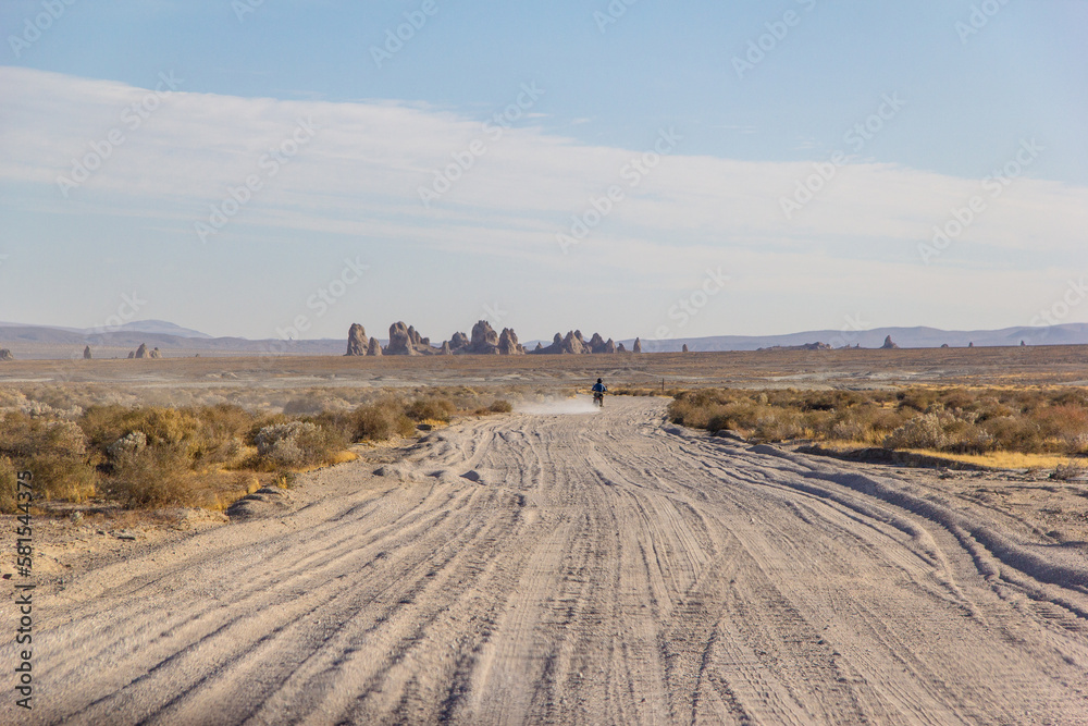 Trona Pinnacles in the Mojave Desert of California. An unusual landscape in the desert consisting of more than 500 tufa spires. 