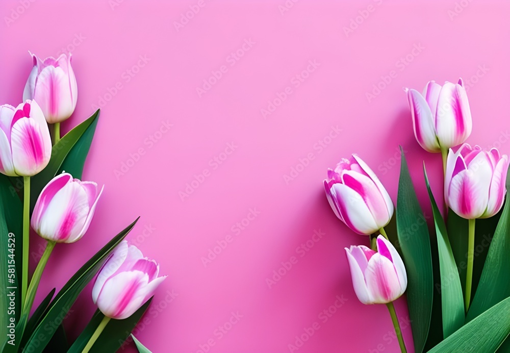 pink tulips on pink background, Generative Ai pink tulips on pink background, Generative Ai