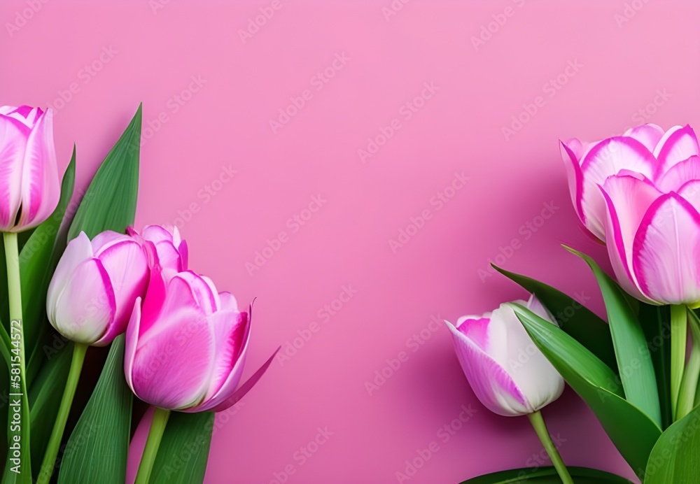 pink tulips on pink background, Generative Ai pink tulips on pink background, Generative Ai