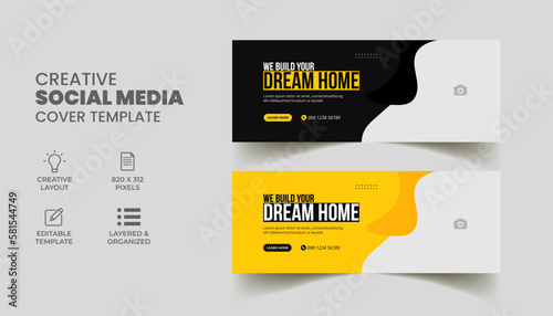 construction handyman home repair social media web banner & facebook cover marketing promotion timeline cover leaflet illustrator. 