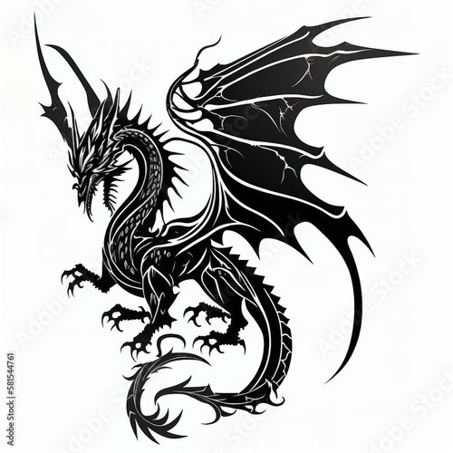 Black dragon, tattoo concept, generative ai