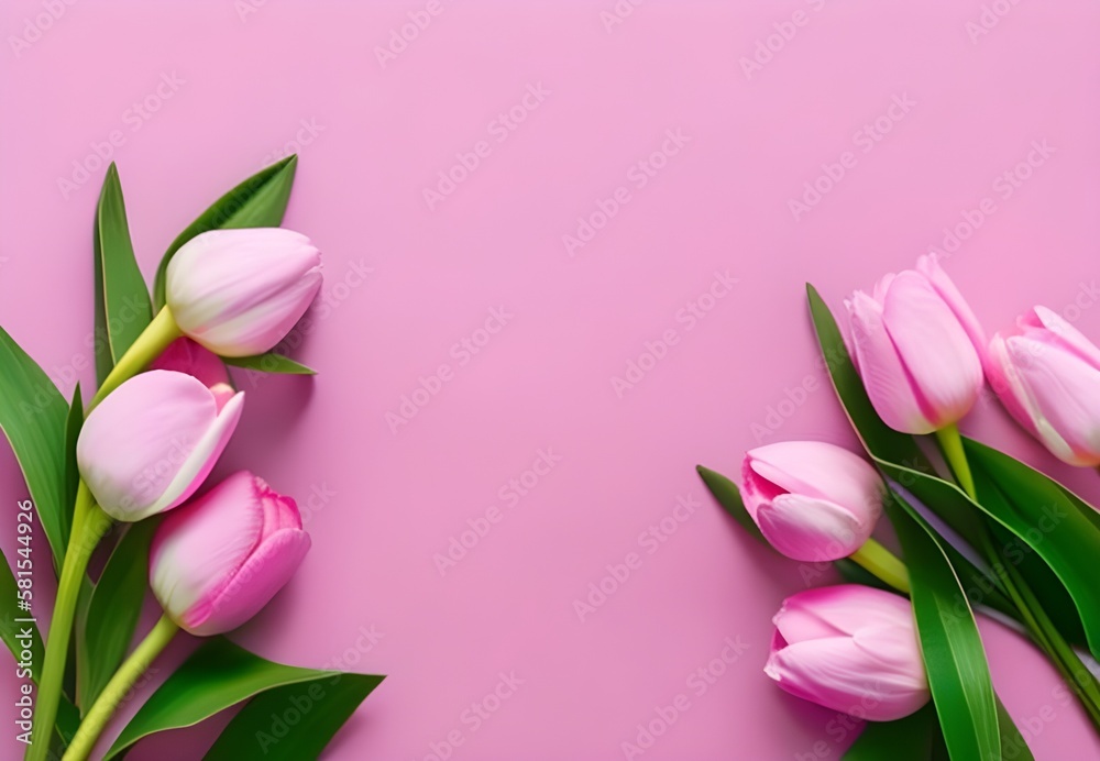 pink tulips on pink background, Generative Ai pink tulips on pink background, Generative Ai