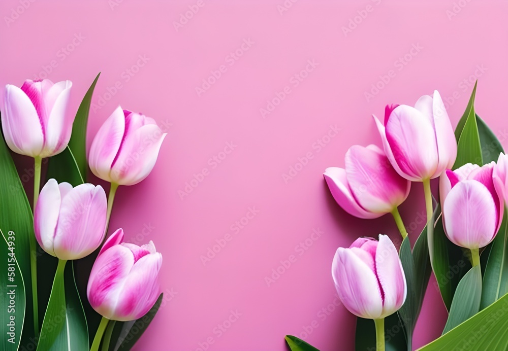 pink tulips on pink background, Generative Ai pink tulips on pink background, Generative Ai