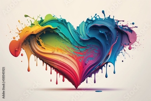 Abstract watercolor heart with splashes