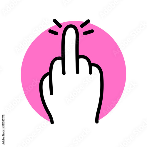 Middle finger hand gesture, cartoon doodle icon