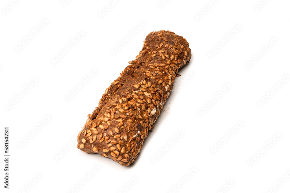 Loaf of bread with sunflower seeds isolated on a white background. Loaf of bread with sunflower seeds isolated on a white background.