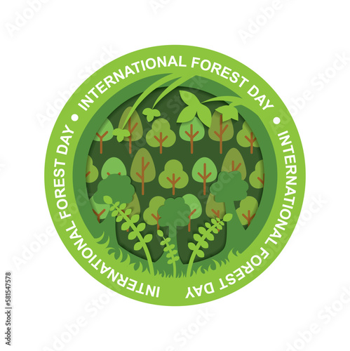 International Forest Day greeting card, banner or social poster.
