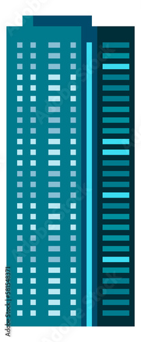 Skyscraper facade. City building exterior. High tower