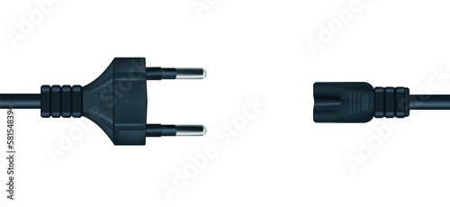 Power cable. Cord. Plug. Vector. Graphics. Realistic image. Used for web design and collages. 
