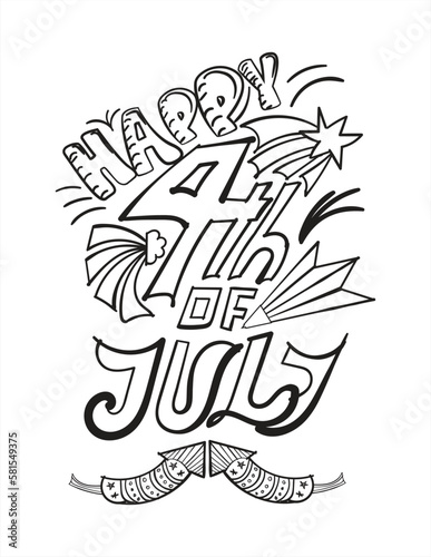 4th of July American Independence Day coloring page for kids and adults  coloring page 