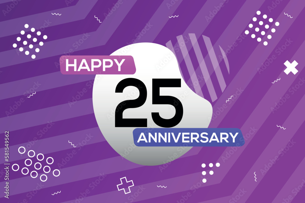 25th year anniversary logo vector design anniversary celebration  with colorful geometric shapes  abstract illustration   
