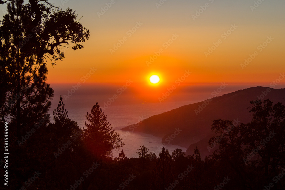 Sunset over the pacific at Big Sur. Camping on a mountain ridge. Sunset over the pacific at Big Sur. Camping on a mountain ridge.