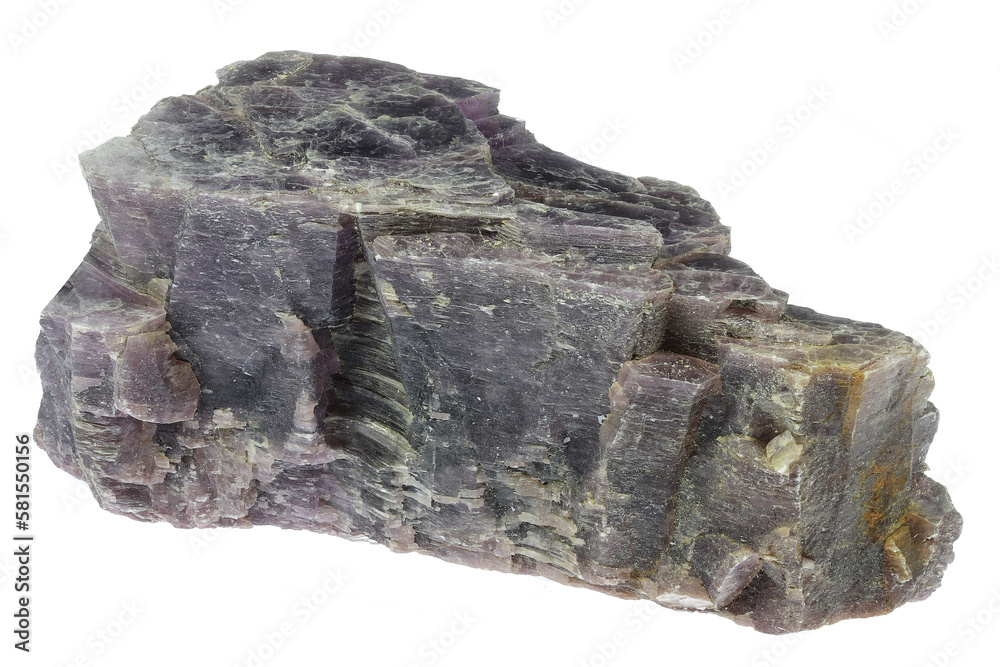 lepidolite from California, USA isolated on white background