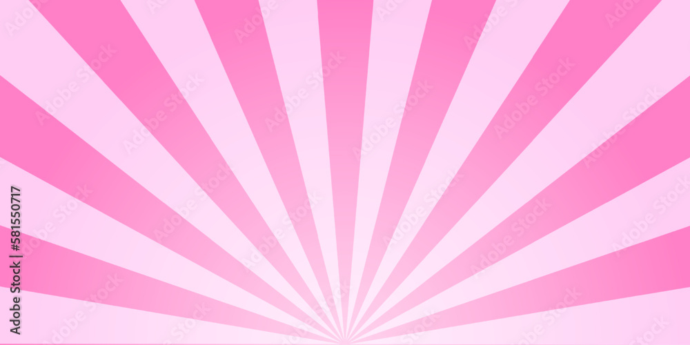 Pink radial lines. Rosy sunset or sunrise pattern. Manga book page design. Circus or carnival background. Strawberry bubble gum, sweet lollipop candy, ice cream texture. Vector cartoon illustration Pink radial lines. Rosy sunset or sunrise pattern. Manga book page design. Circus or carnival background. Strawberry bubble gum, sweet lollipop candy, ice cream texture. Vector cartoon illustration