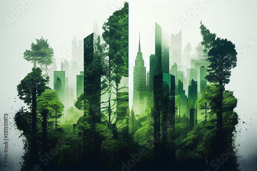 save the green planet  green cities future skyline  created using of AI tool