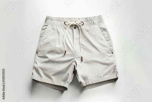 White male summer shorts over white background. Generative AI illustration photo