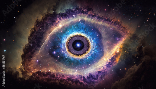 Eye of Providence in Cosmic Space Illuminati Abstract concept Deep Cosmos Background 