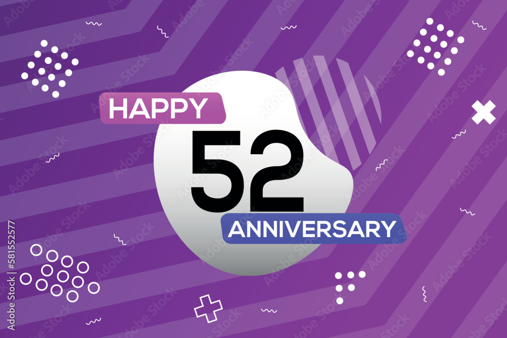 52nd year anniversary logo vector design anniversary celebration  with colorful geometric shapes  abstract illustration   