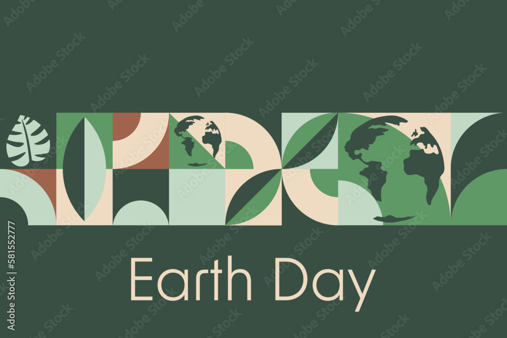 Happy Earth Day. April 22. Holiday concept. Template for background, banner, card, poster with text inscription. Vector EPS10 illustration.