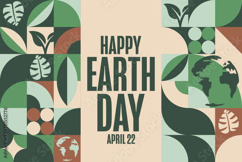Obraz na płótnie Happy Earth Day. April 22. Holiday concept. Template for background, banner, card, poster with text inscription. Vector EPS10 illustration. w salonie