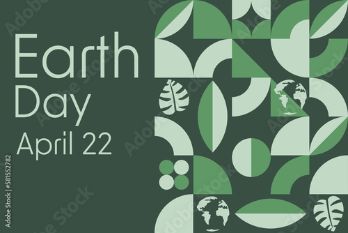 Happy Earth Day. April 22. Holiday concept. Template for background, banner, card, poster with text inscription. Vector EPS10 illustration.