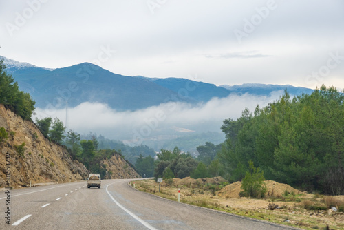 Mountain roads near Antalya city in winter time, Turkey