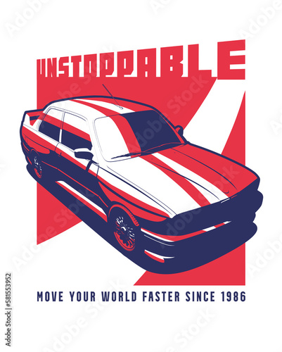 Vintage Sport Car Coupe Red Car transparent Apparel Design