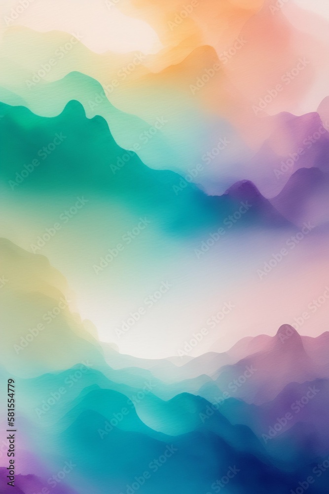 Background Abstract Misty Mountain Range Colorful Wallpaper Digital Art Gradient Pastel Dramatic Backdrop