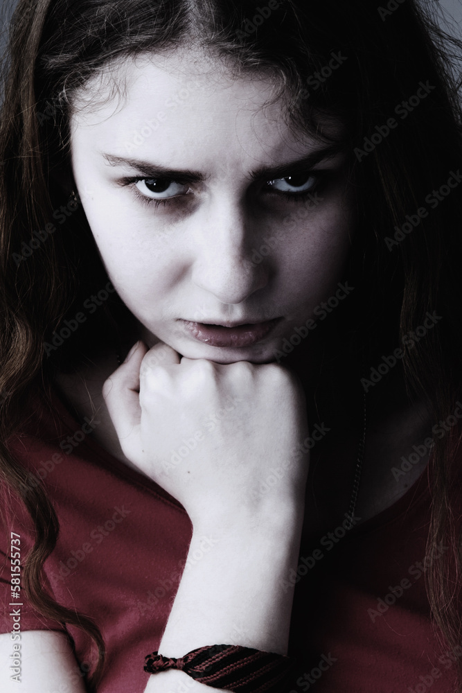 Woman in depression alone with problems Difficulties, psychology, body language, gestures, loneliness concept Woman in depression alone with problems Difficulties, psychology, body language, gestures, loneliness concept