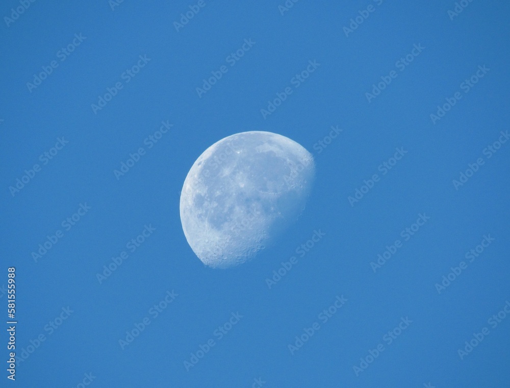Star moon in the sky, craters are visible Star moon in the sky, craters are visible