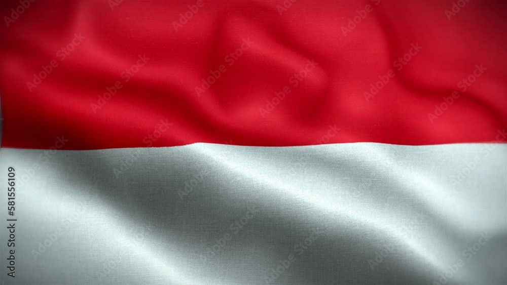 4K Textured Flag of Indonesia Animation Stock Video - Indonesian Flag Waving in Loop - Highly Detailed Indonesia Flag Stock Video