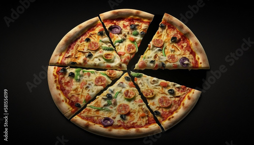 pizza, vegetable and meat, generative ai
