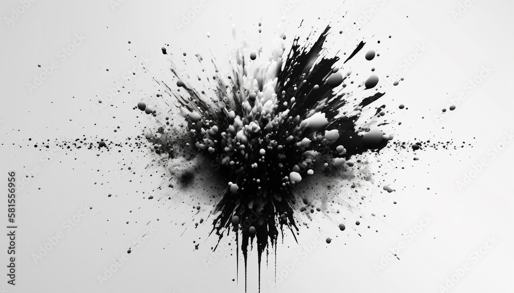 splash of black and white paint on a white background, generative ai splash of black and white paint on a white background, generative ai