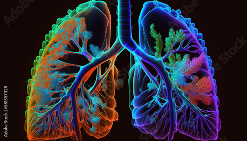 human lungs, neon style, generative ai