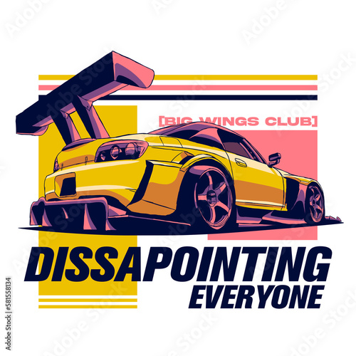 Modern Race Car Coupe Yellow transparent Apparel Design