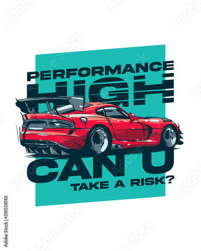 High Performance Modern Red Supercar transparent Apparel T-Shirt Design