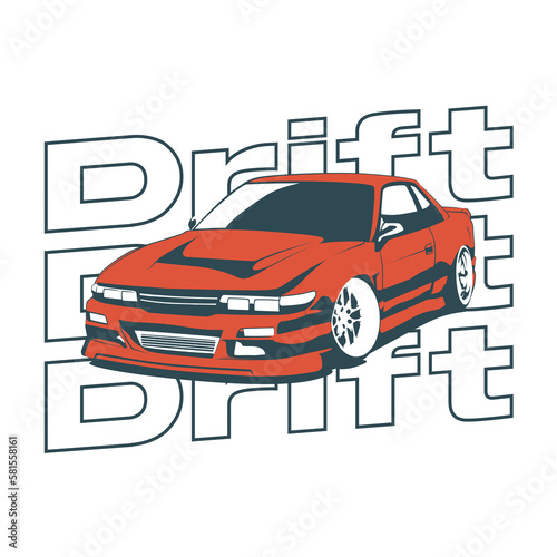 Drift Sport Coupe Red Japanese Driftcar without background Apparel Design