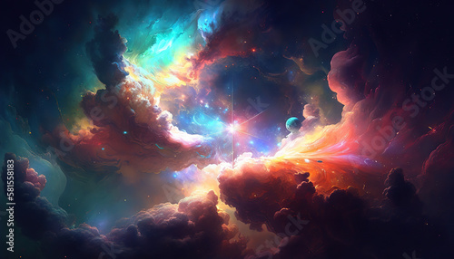 nebula in space magic glowing fantasy digital illustration