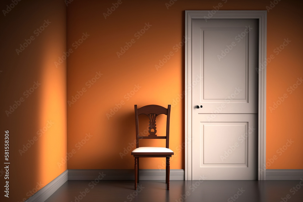 Chair Dispair chair in an empty room leaning against a wall open door despair and ...