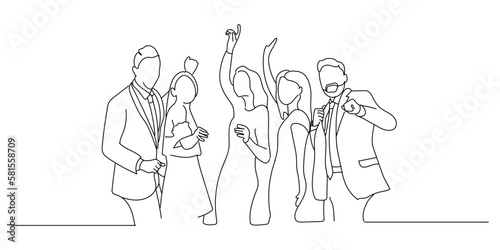 Dancing happy people on white background