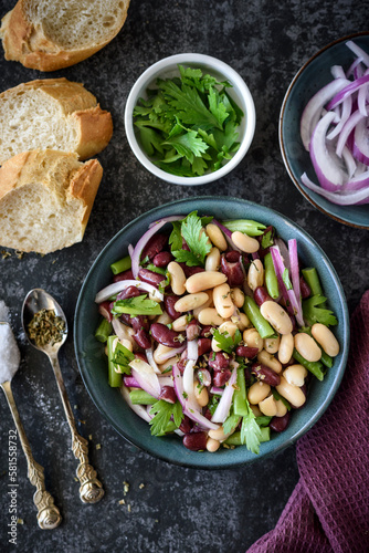 Prepared three beans salad